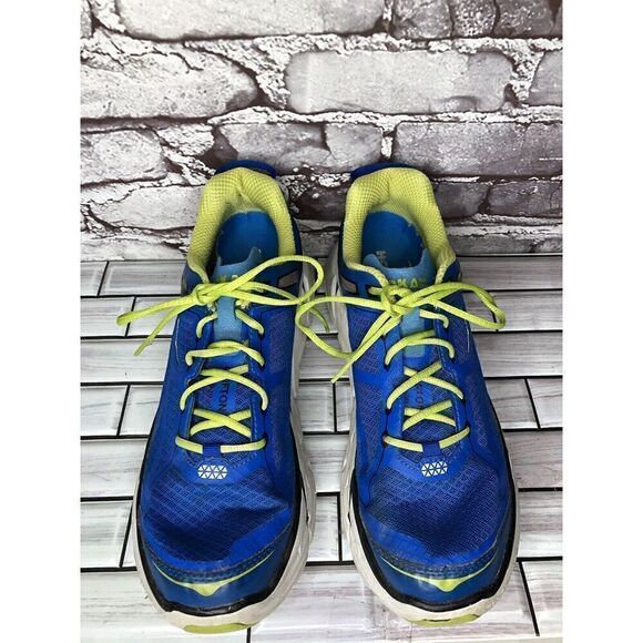 Hoka Clifton Blue Synthetic Green Lace Up Running Gym Shoes Men’s Sz 10M US/44EU